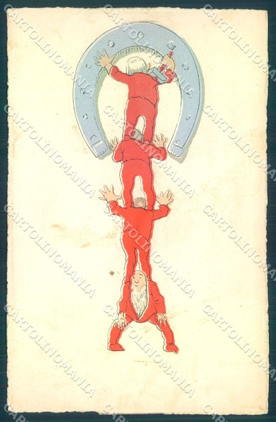Greetings Augurali Gnome Horseshoe cartolina postcard TW1664 – fronte