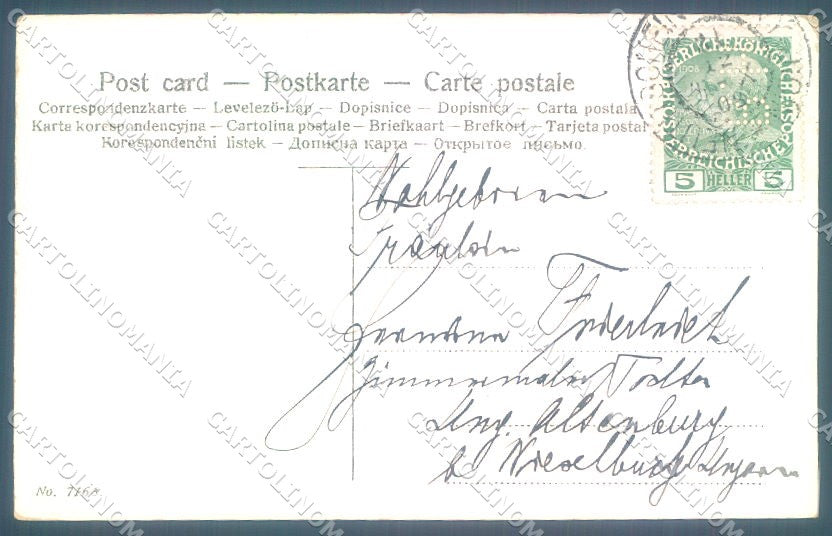 Greetings New Year Gnome Flower Violet serie 7166 cartolina postcard TW1673 – retro