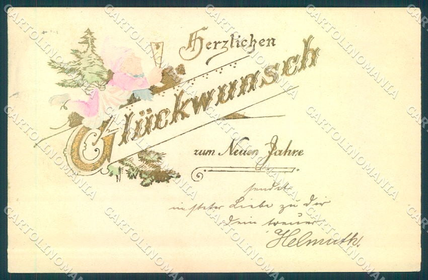 Greetings New Year Gnome Relief Toasting cartolina postcard TW1694 – fronte