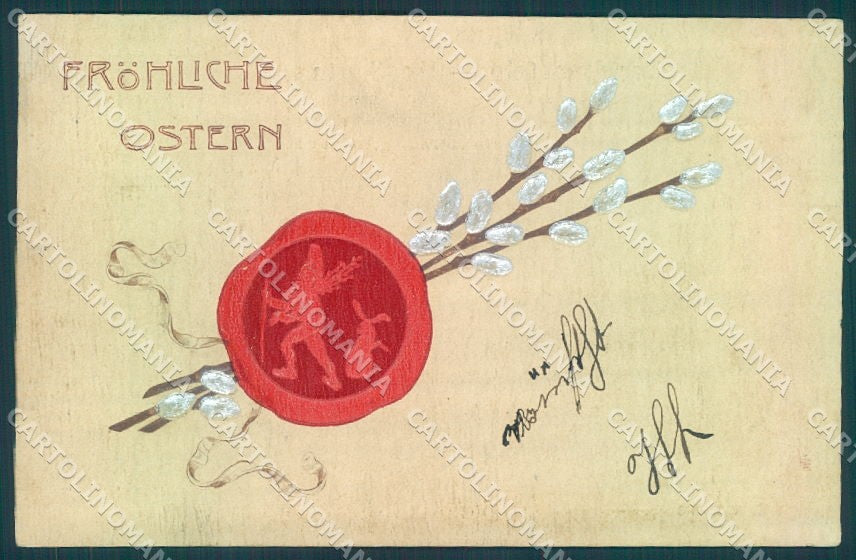 Greetings Easter Gnome Hare BKWI 4059 Relief cartolina postcard TW1696 – fronte