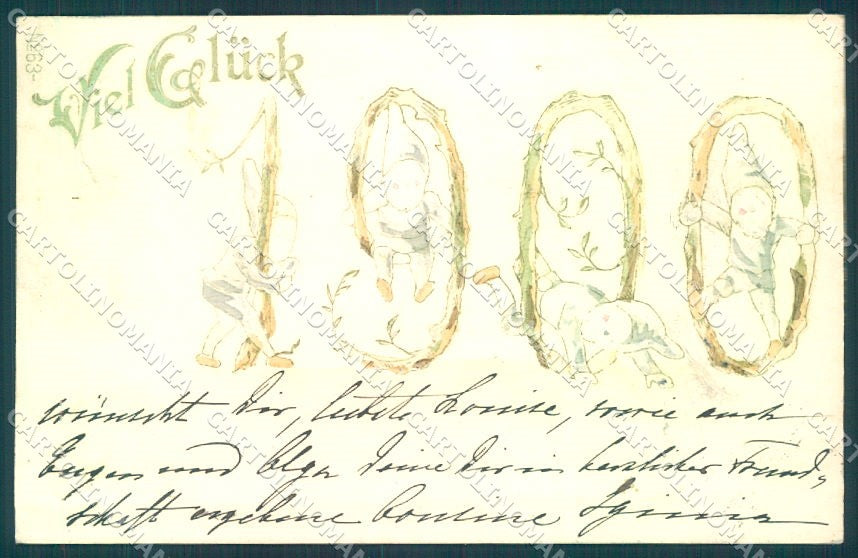 Greetings New Year 1900 Gnome Relief serie 63 cartolina postcard TW1716 – fronte