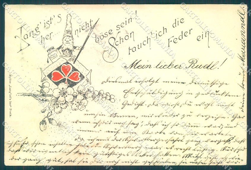 Greetings Gnome Flower Mylius cartolina postcard TW1720 – fronte