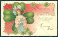 Artist Signed Pig Fashion Lady Four Leaf Clover Relief 3373 postcard TW1728 – fronte