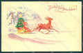 Greetings Gnome Sleigh Christmas Tree cartolina postcard TW1755 – fronte