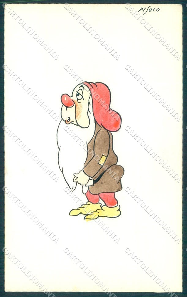 Artist Signed Hand Painted 10x16 cm Snowhite Gnome Pisolo cardboard TW1760 – fronte