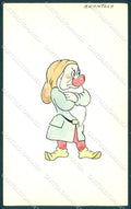 Artist Signed Hand Painted 10x16 cm Snowhite Gnome Brontolo cardboard TW1762 – fronte
