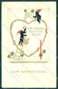 Greetings Namenstage Gnome Four Leaf Clover serie 93 Silhouette Relief pc TW1766 – fronte