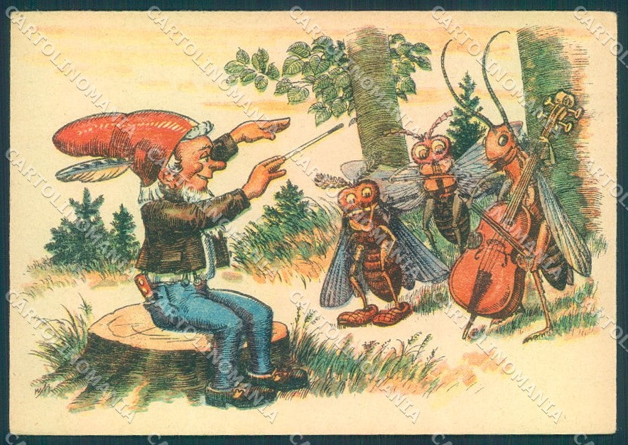 Artist Signed Gnome Humanized Insect Music Band serie 130 FG postcard TW1767 – fronte