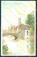 Artist Signed Carlo Bruges Quai Vert serie 19-24 cartolina postcard TW1770 – fronte