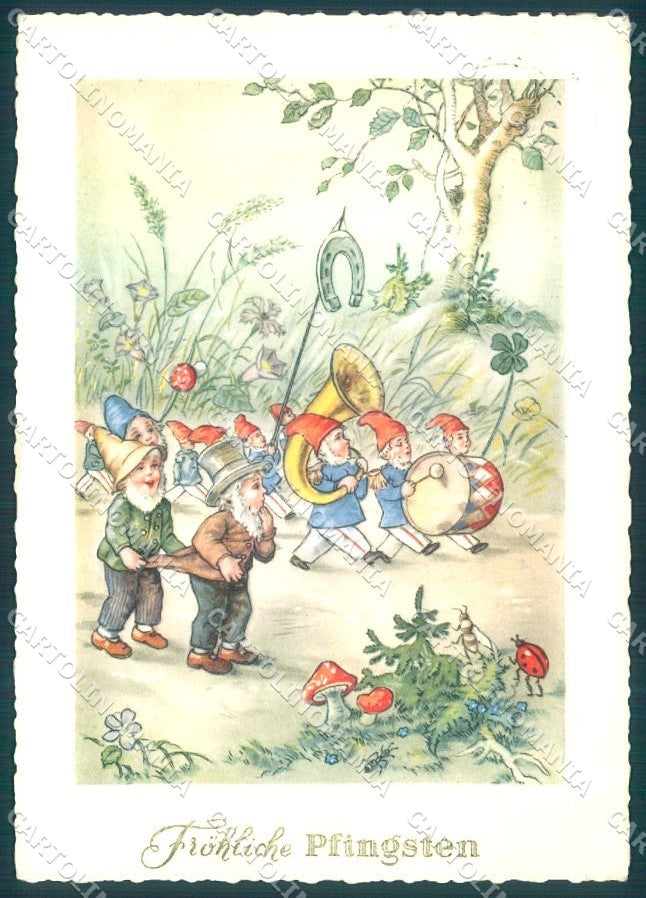 Greetings Augurali Pfingsten Gnome Music Band Mushroom Horseshoe FG pc TW1772 – fronte