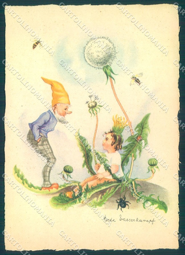 Artist Signed Herta Wasserkampf Gnome Child Insect serie 2042 FG pc TW1774 – fronte