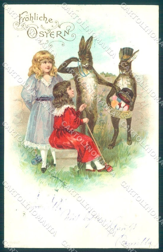Greetings Easter Egg Hare Children Girl serie 14067 CORNER CREASE pc TW1798 – fronte