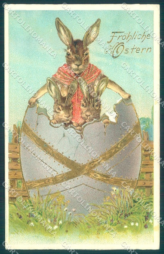Greetings Easter Dressed Hare Egg Relief serie 196 cartolina postcard TW1814 – fronte