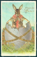 Greetings Easter Dressed Hare Egg Relief serie 196 cartolina postcard TW1814 – fronte