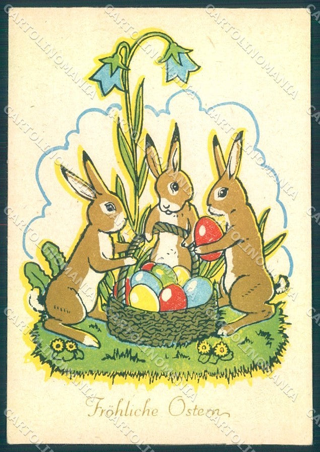 Greetings Easter Egg Hare FG cartolina postcard TW1817 – fronte