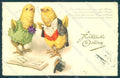 Greetings Easter Humanized Dressed Chick Singing Violet Pittius postcard TW1827 – fronte