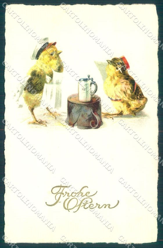 Artist Signed Easter Humanized Dressed Chick HB Beer serie Erika 5980 pc TW1830 – fronte
