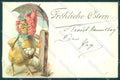 Greetings Easter Dressed Chick Egg Umbrella serie 489 cartolina postcard TW1831 – fronte