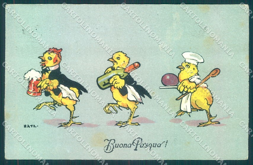 Artist Signed Hatz Easter Humanized Dressed Chick Egg BKWI 4611-1 pc TW1832 – fronte