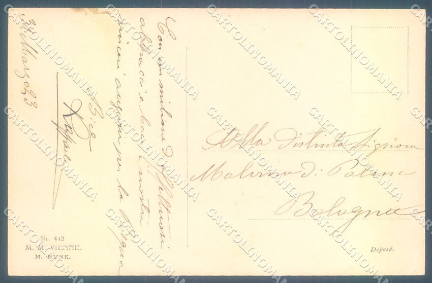 Greetings Easter Dressed Chick Violet MM Vienne 442 cartolina postcard TW1843 – retro