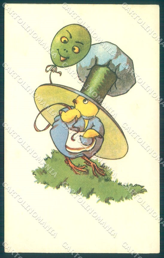 Animals Dressed Chick Balloon BKWI 4703-3 CORNER CREASE postcard TW1860 – fronte