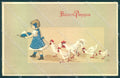 Greetings Easter Egg Child Girl Hen Relief Erika 3923 postcard TW1869 – fronte