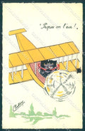 Artist Signed Chattery Plane Black Cat Sport 8 cartolina postcard TW1871 – fronte
