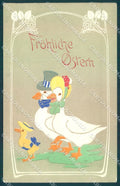 Greetings Easter Dressed Goose Relief postcard TW1885 – fronte