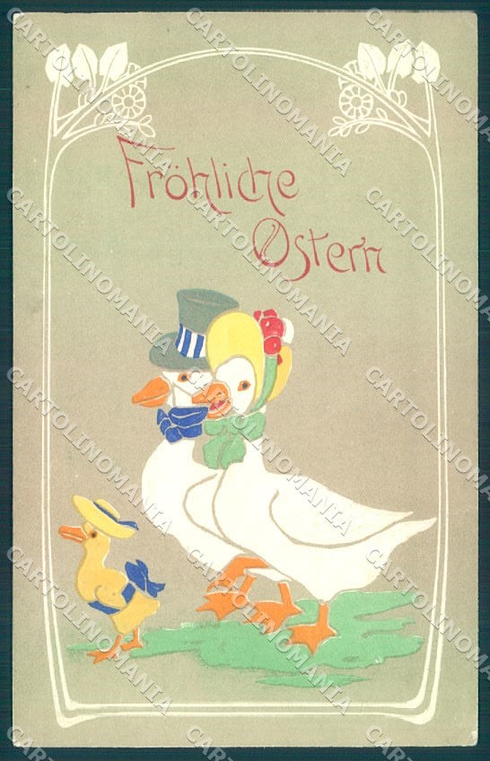 Greetings Easter Dressed Goose Relief postcard TW1885 – fronte