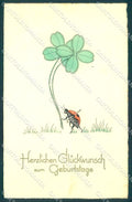 Greetings Augurali Geburtstage Four Leaf Clover Ladybug serie 3311 pc TW1916 – fronte