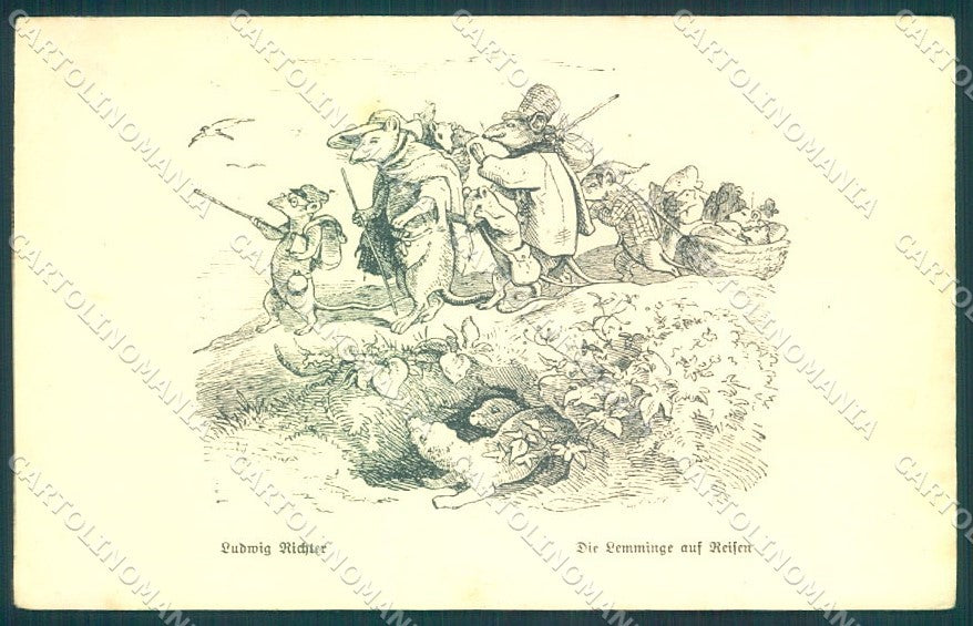 Artist Signed Ludwig Richter Dressed Mouse serie 8 SOFT CREASE postcard TW1917 – fronte