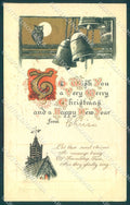 Greetings Christmas New Year Owl Bell Relief serie X281 postcard TW1926 – fronte
