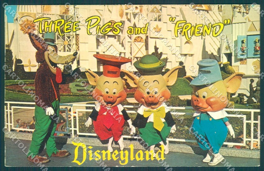 TV USA California Anaheim Three Pigs Disneyland cartolina postcard TW1937 – fronte