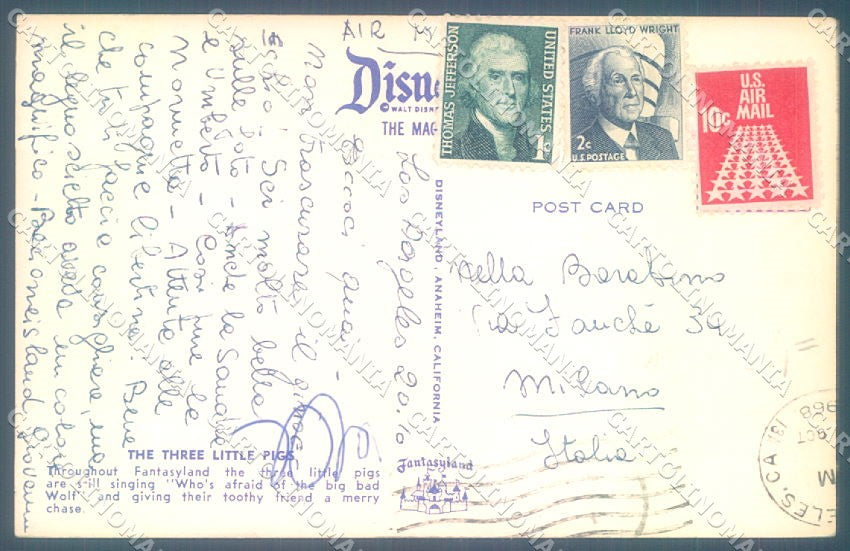TV USA California Anaheim Three Pigs Disneyland cartolina postcard TW1937 – retro