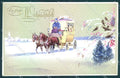 Greetings Christmas Winter Landscape Horse Man Carriage HWB postcard TW1939 – fronte