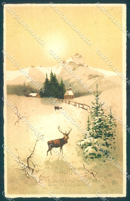 Greetings Christmas Winter Landscape Deer Roe serie 1148 postcard TW1941 – fronte