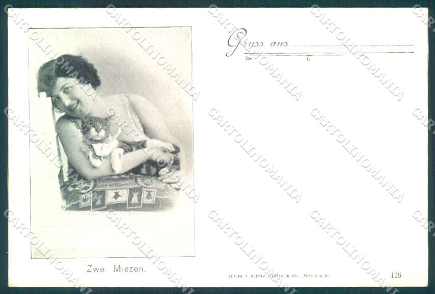 Animals Cat Lady Gruss aus serie 116 cartolina postcard TW1967 – fronte