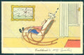 Artist Signed Cat Child Girl Rocking Chair serie 153-551 postcard TW1969 – fronte