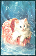 Animals Cat Wicker Basket serie 927-5 cartolina postcard TW1972 – fronte