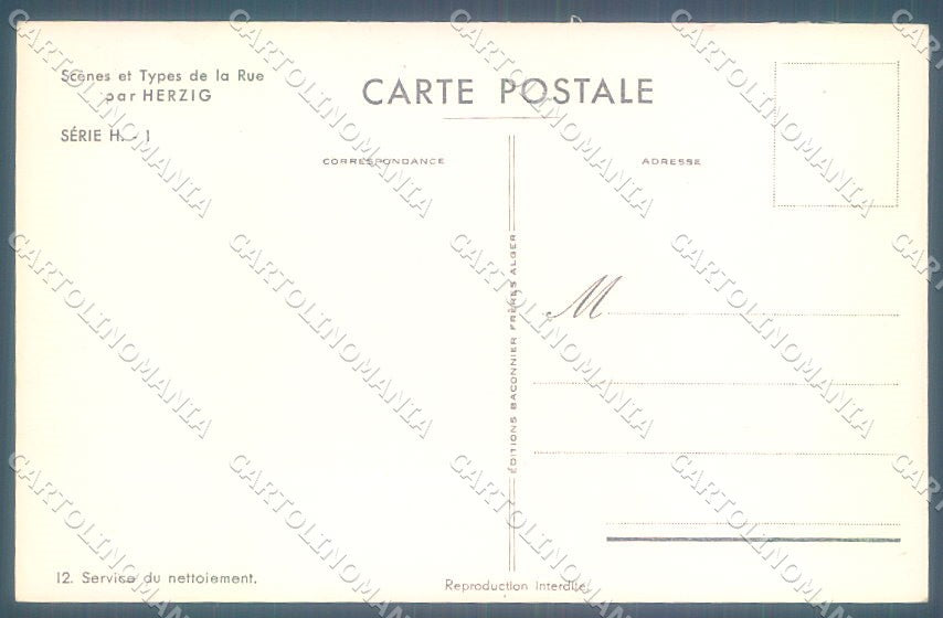 Artist Signed Herzig Man Donkey Cat Comic serie H-1 cartolina postcard TW1977 – retro