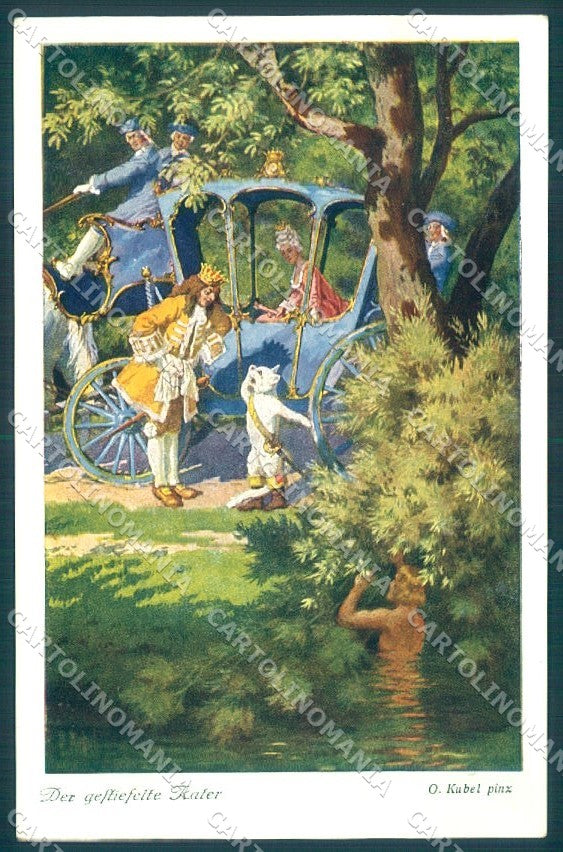 Artist Signed Kubel Fairy Tales Gestiefelte Kater serie 223-4290 postcard TW1988 – fronte