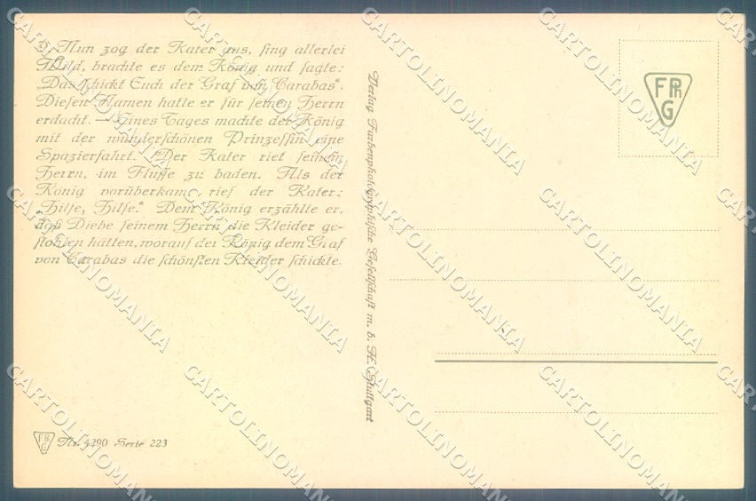 Artist Signed Kubel Fairy Tales Gestiefelte Kater serie 223-4290 postcard TW1988 – retro
