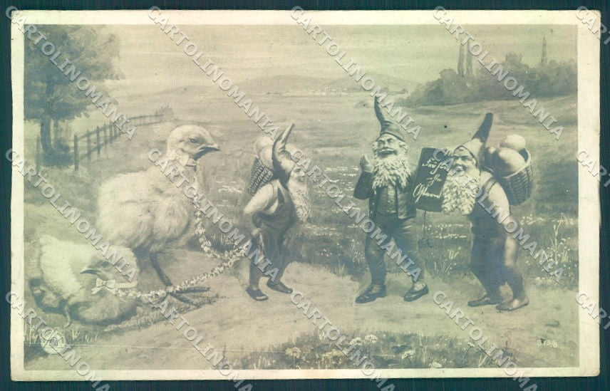 Greetings Easter Egg Gnome Chick NPG 315-6 RPPC postcard TW2041 – fronte