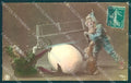 Greetings Easter Egg Hare Children Gnome NPG 705-11 Oranotypie RPPC pc TW2042 – fronte