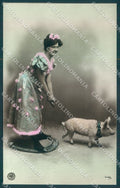 Greetings New Year Lady Horseshoe Pig NPG 448-2 Oranotypie RPPC pc TW2056 – fronte
