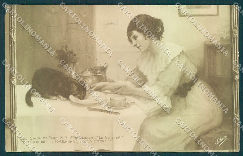 Animals Cat Lady Salon de Paris Loron Selecta 95 RPPC cartolina postcard TW2080 – fronte