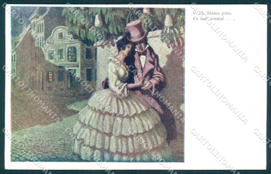 Artist Signed TH. Slama Lady Romantic Couple serie 2019 postcard TW2098 – fronte