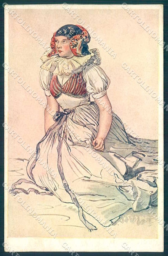 Artist Signed Josef Manes Lady cartolina postcard TW2099 – fronte