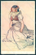 Artist Signed Josef Manes Lady cartolina postcard TW2099 – fronte