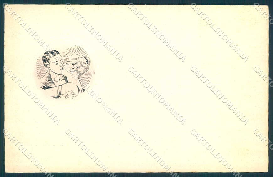 Artist Signed Lady Romantic Couple Kissing cartolina postcard TW2103 – fronte